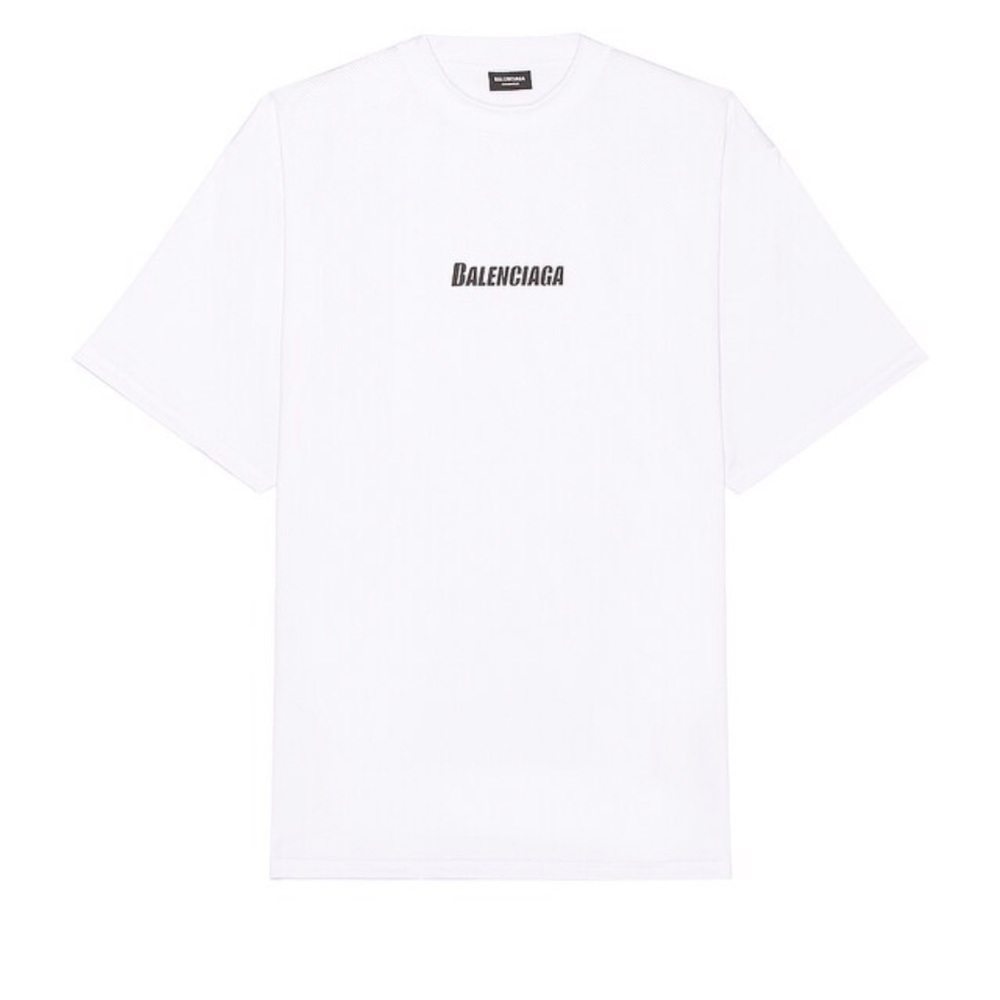 Balenciaga perforated white Logo oversize t shirt Large - Picture 3 of 4